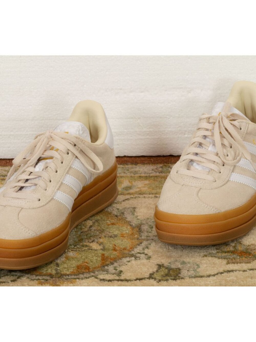ADIDAS SAMBAE SNEAKERS  SUEDE IVORY WITH WHITE STRIPES SIZE 7 - Picture 8 of 8